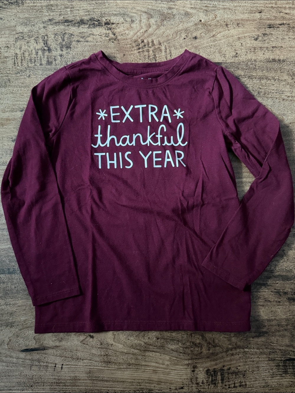 Cat & Jack Burgundy Long Sleeve 'Extra Thankful This Year' Tee